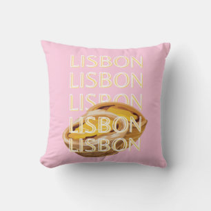 Almofada Viagem de Lisboa, Portugal, Viagem de arte, rosa