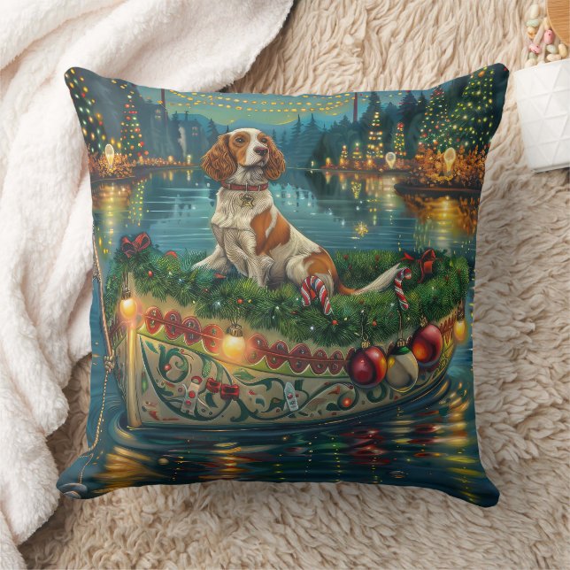 Almofada Viagem Festiva de Natal do Brittany Spaniel (Cobertor)