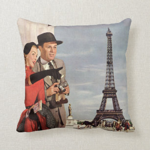 Almofada Viagens vintage - Amantes em Paris