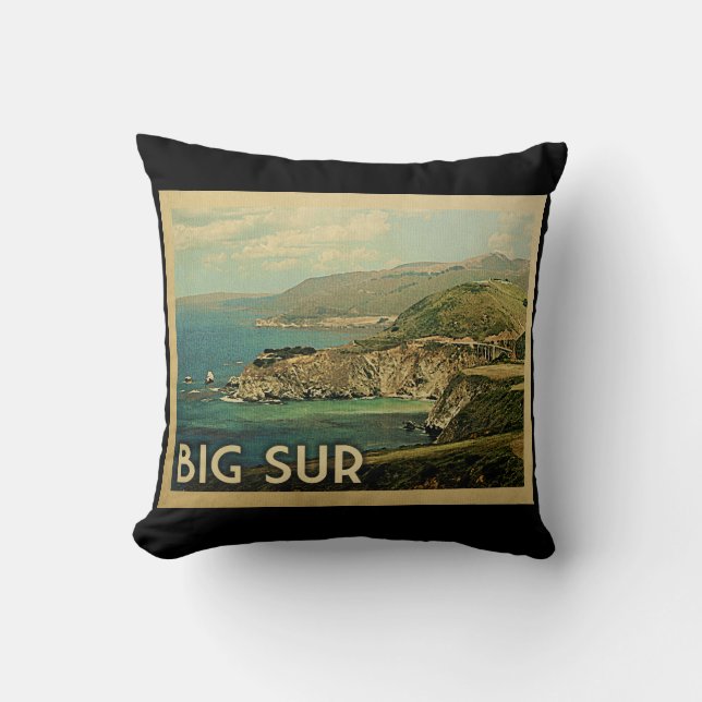 Almofada Viagens vintage Big Sur California (Frente)