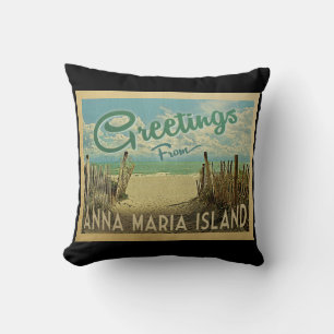 Almofada Viagens vintage da praia da ilha de Anna Maria