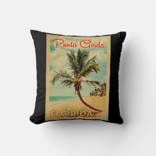 Almofada Viagens vintage da praia da palmeira de Punta
