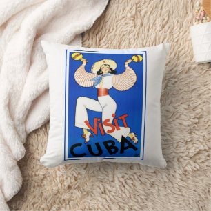 Almofada Viagens vintage de Poster, Visite Havana Cuba, Mar