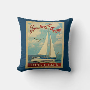 Almofada Viagens vintage New York do veleiro de Long Island