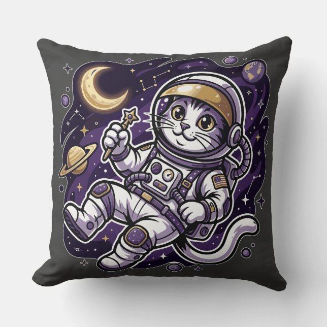 Almofada Viajante Celestial: Mascote Espacial de Astronauta (Frente)