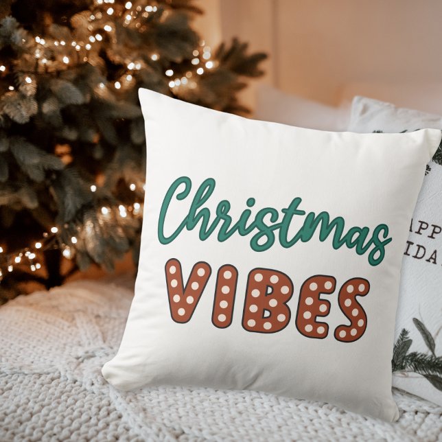 Almofada Víblias de Natal Bastante Retro (cute retro christmas vibes throw pillow)