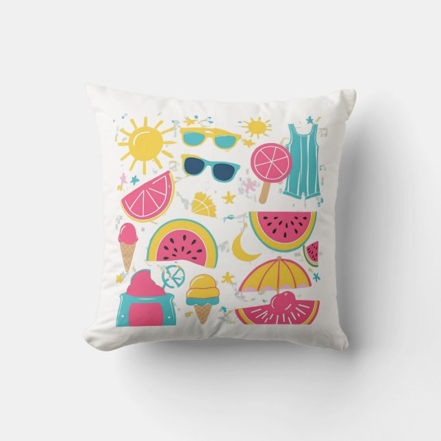 Almofada Víblias de Verão Coloridas - Sazonal Brilhante e D (Frente)