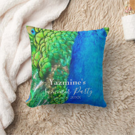 Almofada Víblias de Verão de Pavão Azul Textura Verde