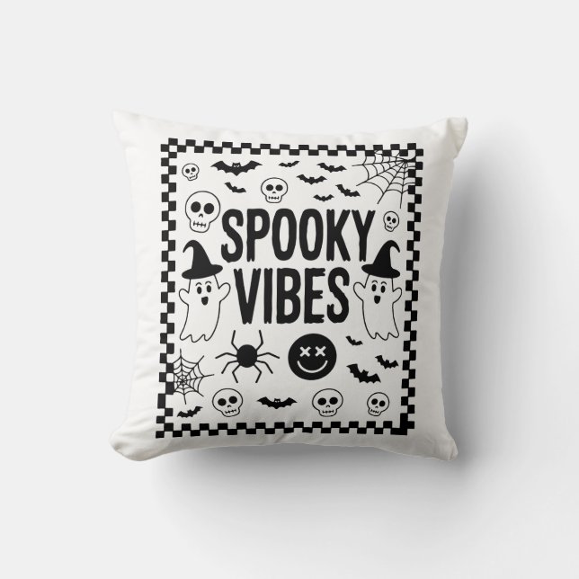 Almofada Vibrações Assustadoras Retrô Halloween (Frente)