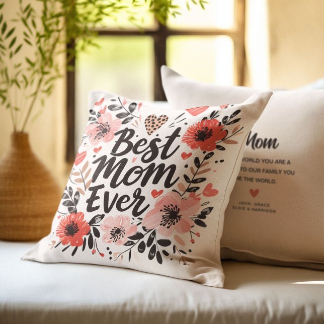 Almofada Vibrações Boho Lindos Florais 'Melhor Mãe de Todos (Criador carregado)