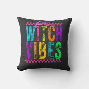 Almofada Vibrações de Bruxa Halloween Neon Xadrez Arco
