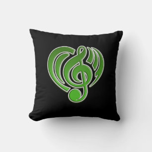 Almofada Vibrações Musical Love Green Heart Music Note DJ