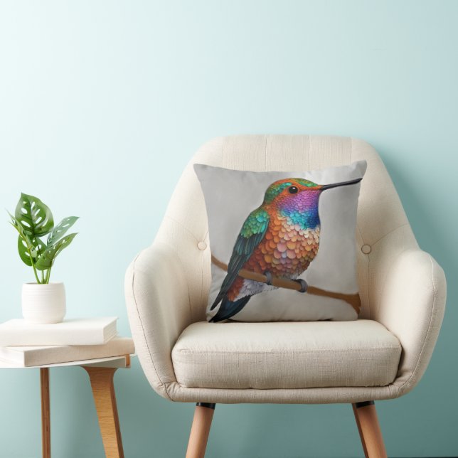 Almofada Vibrant Allen’s Hummingbird Painting (Cadeira)