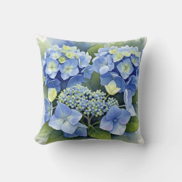Almofada Vibrant Blue Hydrangea Watercolor  Decorative