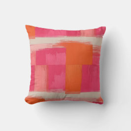 Almofada Vibrant Brushstroke Geometric Pattern – Pink & Ora