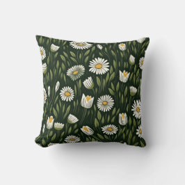 Almofada Vibrant Daisy Pattern with Lush Green Accents