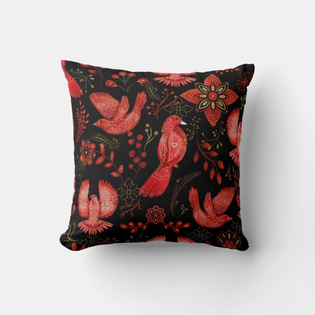 Almofada  Vibrant floral and leafy pattern designs (Frente)