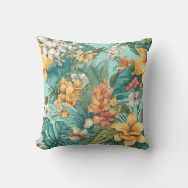 Almofada Vibrant Floral Flower Summer Yellow Green (Frente)