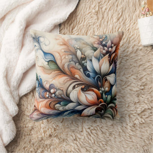 Almofada Vibrant Floral Swirl Trabalho de arte
