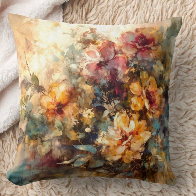 Almofada Vibrant Floral Watercolor Glow (Criador carregado)