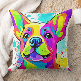 Almofada Vibrant Frenchie Bulldog Puppy Art