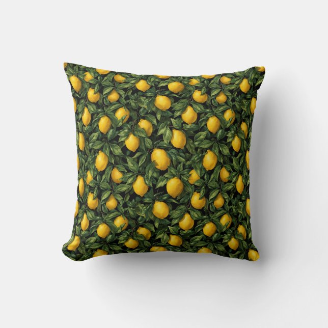 Almofada Vibrant Lemon Citrus Tree Pattern (Frente)