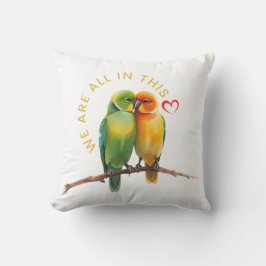 Almofada Vibrant Lovebirds & Hearts Watercolor Illustration