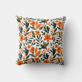 Almofada Vibrant Orange Flowers Spring Floral Pattern Chic