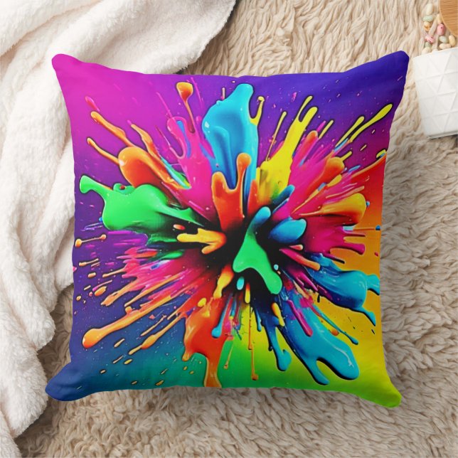 Almofada Vibrant Paint Burst Design (Cobertor)