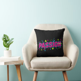 Almofada Vibrant Passion Typography - Retro 90s Pop Art Aes