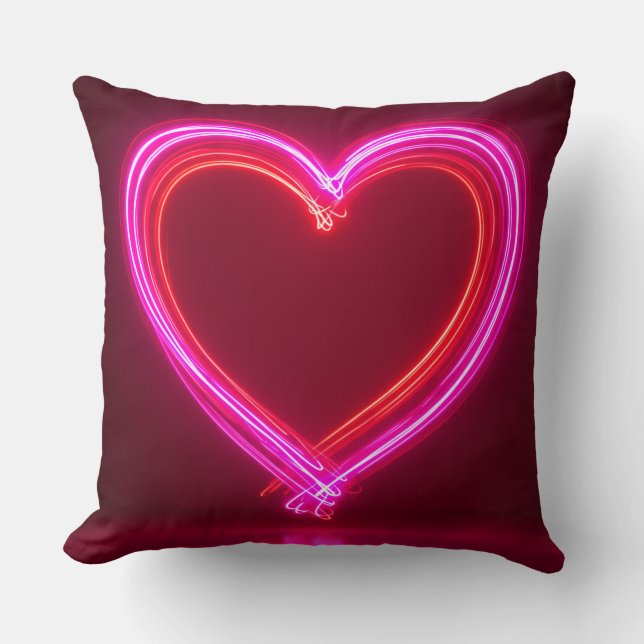 Almofada Vibrant Pink Abstract Heart Throw Pillow 16x16 | M (Frente)