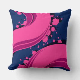 Almofada Vibrant Pink Waves on navy Blue Background