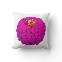 Vibrant Pink Zinnia Flower Throw PilloThrow Pillow