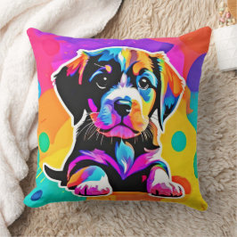 Almofada Vibrant Puppy Trabalho de arte