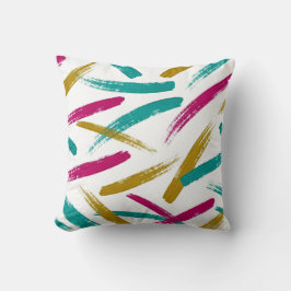 Almofada Vibrant Strokes,Teal, Magenta & Mustard pattern