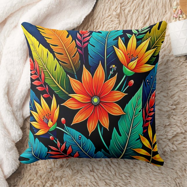 Almofada Vibrant Tropical Flower Art (Cobertor)