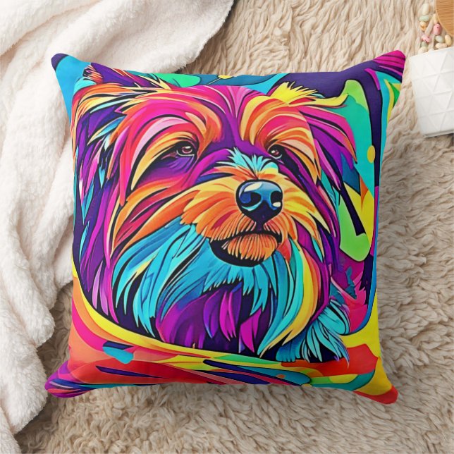 Almofada Vibrant Yorkie Pop Art (Cobertor)