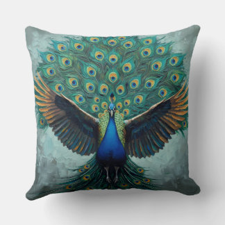 Almofada Vibrante Majestosa de Pavão