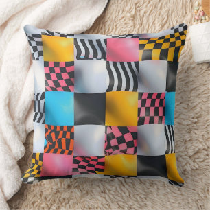 Almofada Vibrante Tabuleiro de Xadrez 3D – Retro Pop Divert