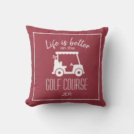 Almofada Vida é Melhor Carrinho de Golfe Borgonha Monograma
