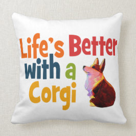 Almofada Vida melhor com um Corgi