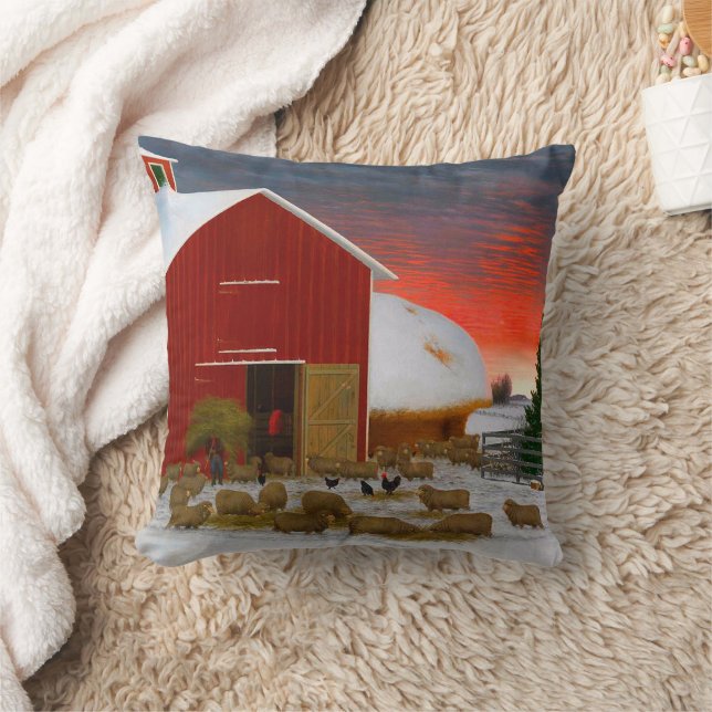 Almofada Vida na Fazenda Quintal de Fazenda no Inverno Hora (Cobertor)