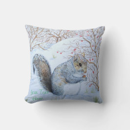 Almofada vida selvagem da cena da neve do esquilo das cinza