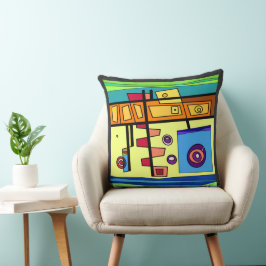 Almofada Vida Submarina Laranja Amarelo Azul Verde