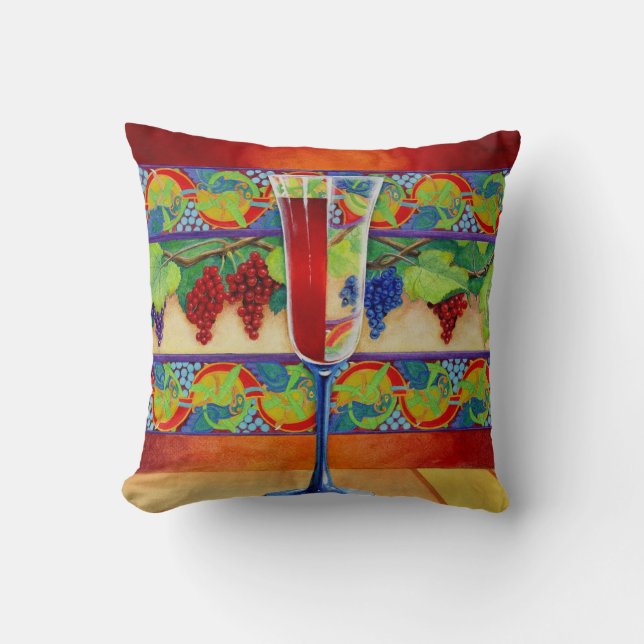 Almofada Vidro de vinho meio cheio (Frente)