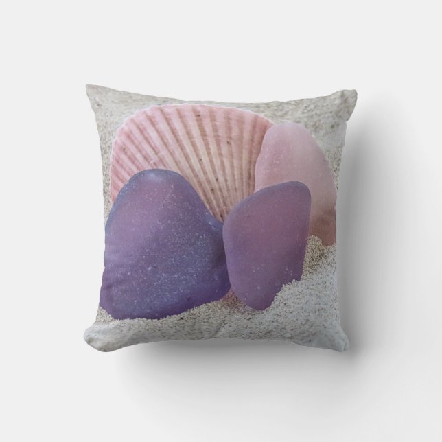 Almofada Vidro do mar rosa e roxo - travesseiro (Frente)