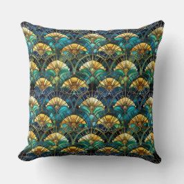 Almofada Vidro Dourado, cor azul, lacre e pavão