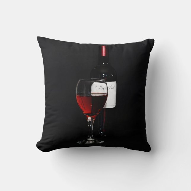 Almofada vidro e garrafa de vinho tinto (Frente)