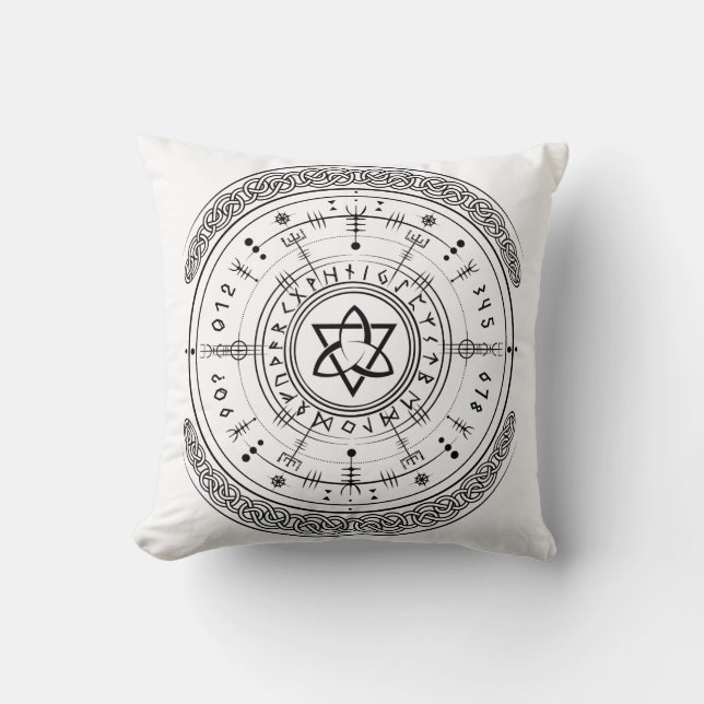 Almofada Viking Pagan Asatru Runic Compass, Vegvisir Runir (Frente)