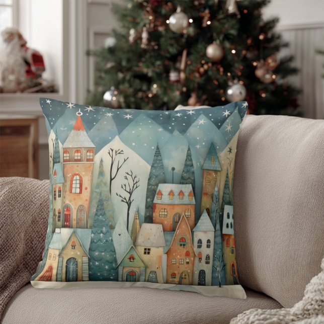 Almofada Vila de Natal (Christmas Village Throw Pillow)